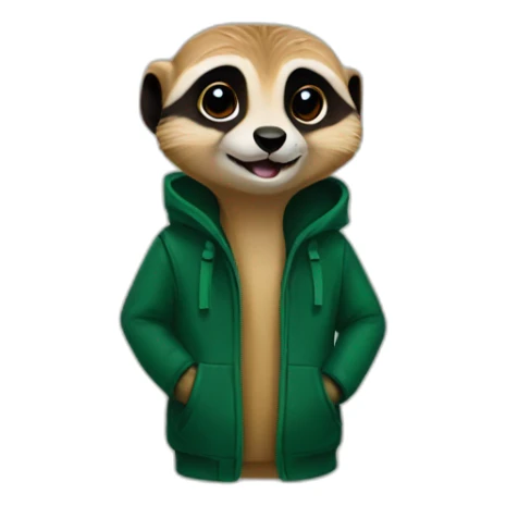 meerkat holding a dark green sleeveless jacket sticker