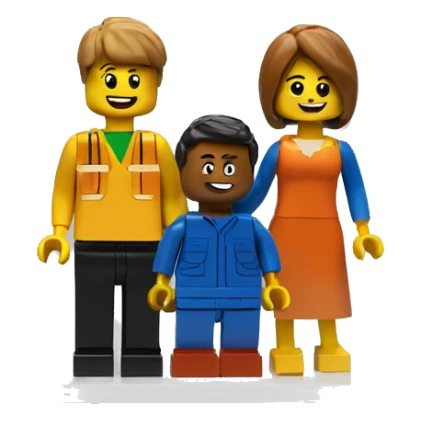 frame with 2 lego people, boy and girl on a 2 white lego blocks  sticker