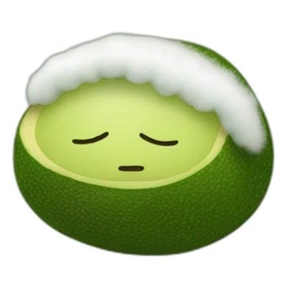 Sleeping face of a fluffy stuffed avocado sticker