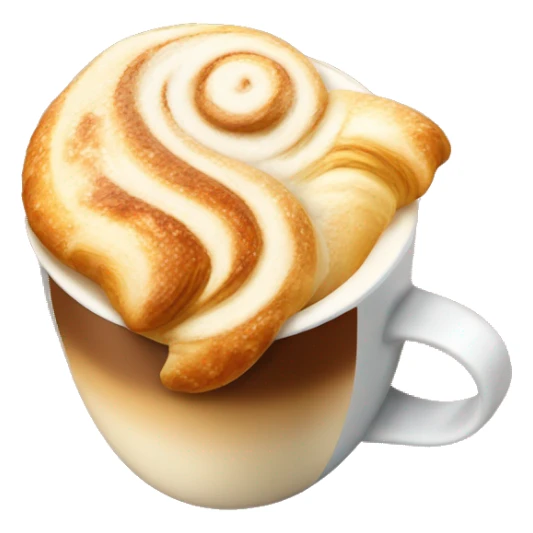 Cup of cappuccino with croissant sticker