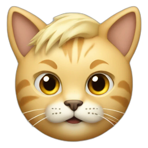 1 man, cat's head, blonde hair, artificial animal ears sticker