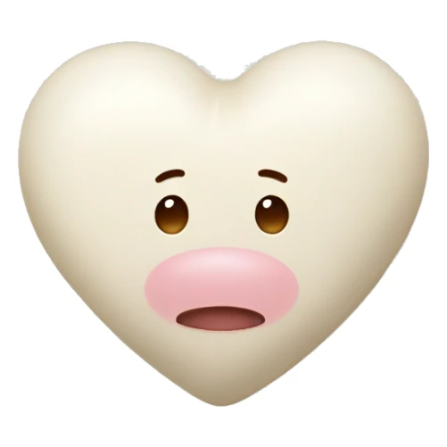 A heart of milk-colored, teddy-like soft material. sticker