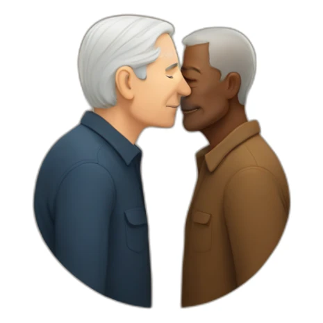 older white man kissing older brown man sticker