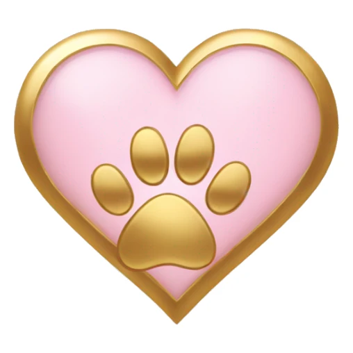Gold heart with light pink paw print  sticker