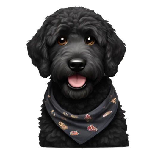 Black golden doodle wearing a bandana sticker