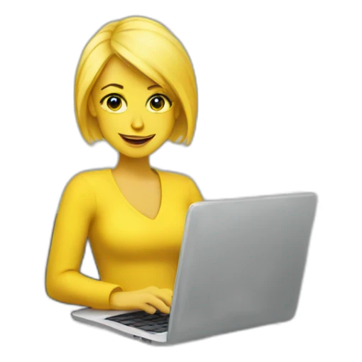 Yellow hair woman with a laptop sticker