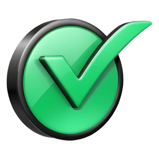 A sleek 3D icons set: a large green check mark integrated with the word "DONE" in bold black 3D text, modern corporate design, studio lighting, white background. sticker