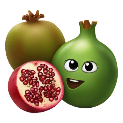 one kiwi and one pomegranate close to each other sticker
