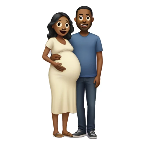 A pregnant woman with her husband  sticker