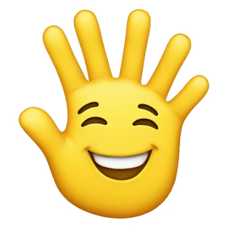smiling face with three fingers up yellow color sticker
