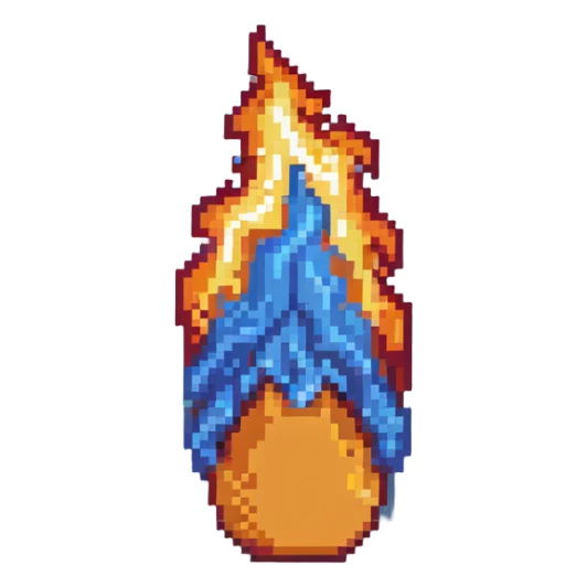 top fire end cap, flame tip pointing up, orange and yellow sticker