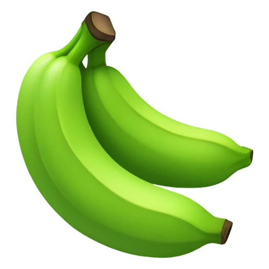 Create a minimalist green banana emoji with smooth shading and subtle transitions between green tones, representing an unripe stage. Keep the design simple, with soft shadows for volume, symbolizing the start of a journey or subscription. sticker