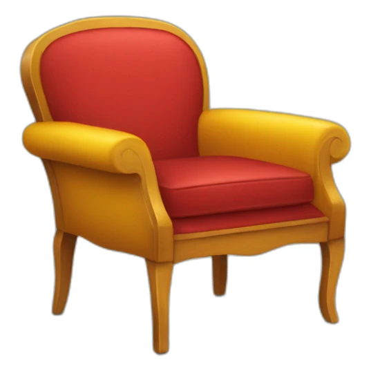 Fauteuil jaune avec un chat roux dessus et un livre rouge sticker