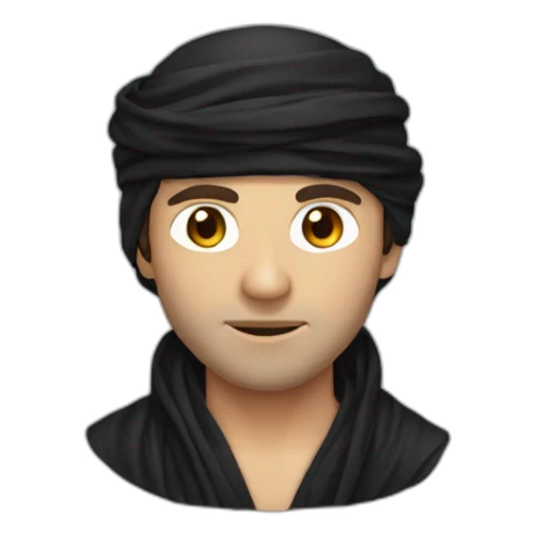 White Man wearing black omani musar, without side suspended cloth sticker