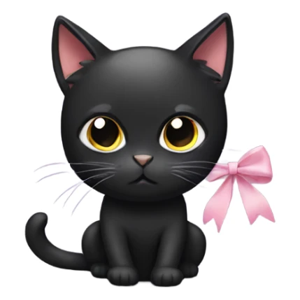 Black cat with bow sticker