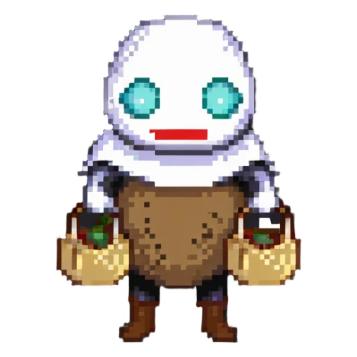 retro game horror character with stitched sack mask sticker