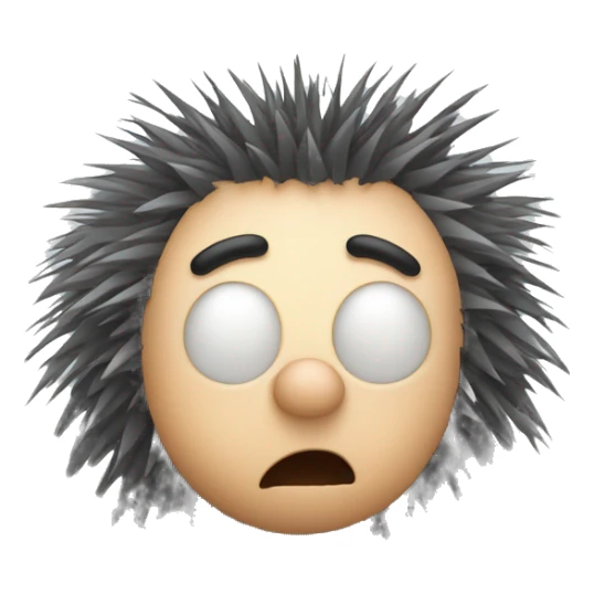 Porcupine man looking shocked static hair crouched down sticker