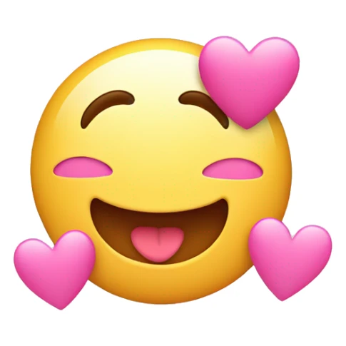 Cute friendly smiley emoji with pink hearts around it sticker