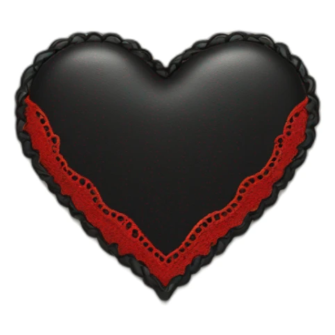 Wide black leather heart with red lace border sticker