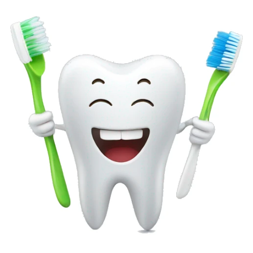 one white cheerful tooth holding a toothbrush in his hands sticker