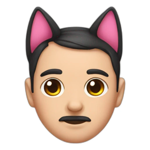Hitler with pink flushy cat ears sticker