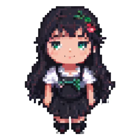 a cute girl, pixel art style sticker