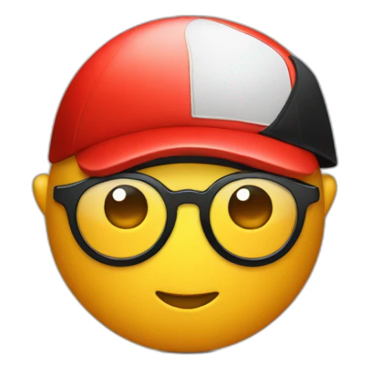 ball with a red cap with a black brim no mouth round glasses sticker