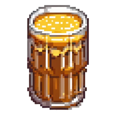 pint glass filled with amber beer pixel art style sticker