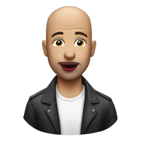 bald guy with lipstick kiss on his head sticker
