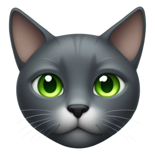 dark grey cat with green eyes and white triangle in the center of the muzzle sticker