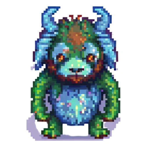 hairy creature pixel art style sticker