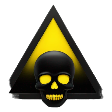 Black skull sign in the middle of a yellow triangle sticker