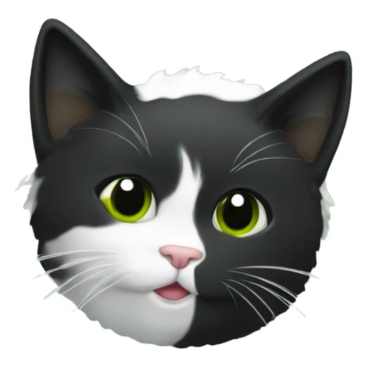 Gato blanco y negro peludo jugando con un ovillo de lana verde sticker