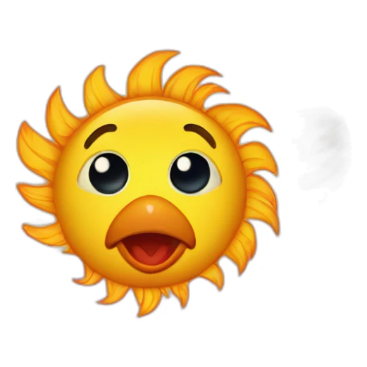 planet Sun with a cartoon chicken face with big beautiful eyes sticker