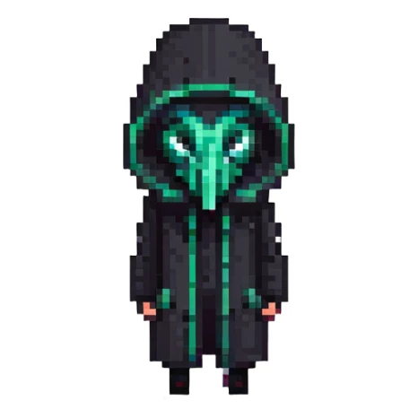 Squid Game Front Man with black geometric mask and black coat sticker