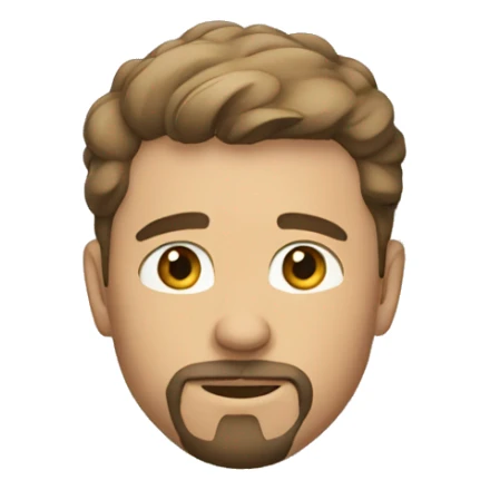 white male, short brun hairs, goatee and slight bear sticker