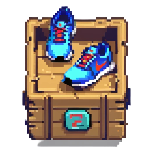 dark 2d power up crate with a running shoe symbol for speed boost sticker