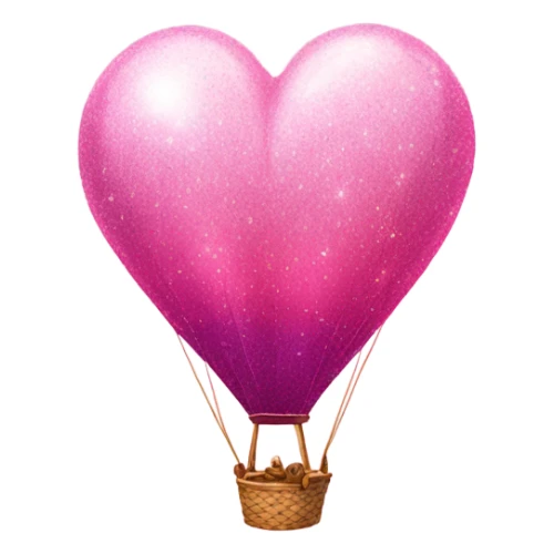Pink Ombre Heart-Shaped air balloon with glitter  sticker