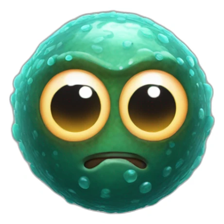 3d sphere with a cartoon Glow Squid skin texture with big courageous eyes sticker