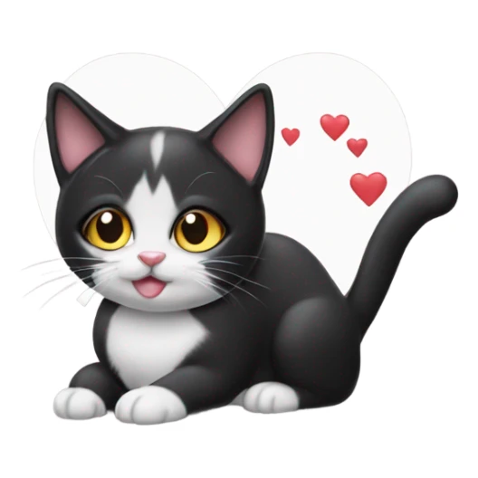 Tuxedo cat eye blowing heart kiss sticker