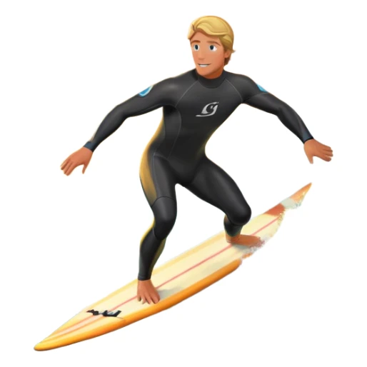 A surfer riding a large wave, skillfully balancing on their board as the ocean crashes around them. The scene captures the energy and excitement of surfing, with the sun setting in the background and the water sparkling under the light. sticker