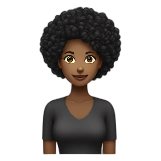 Mulher negra cabelo comprido liso preto sticker