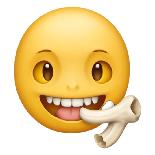 Yellow emoji with a bone in the mouth sticker