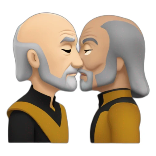 picard and worf kissing sticker