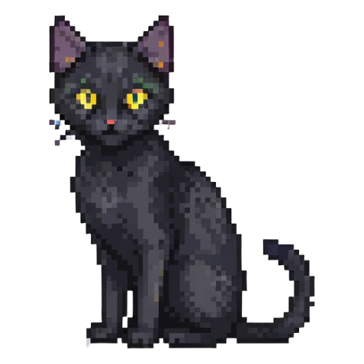 small black cat with yellow eyes sticker