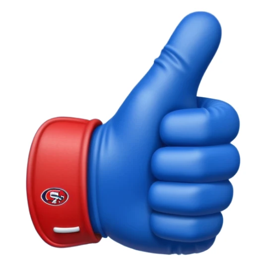  #1 glove nfl thumbs up   in blue (#00A3E0) and red (#F9423A)  sticker