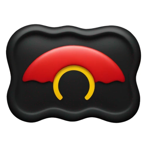 A wavy black and red rectangle with a yellow circle in the middle sticker