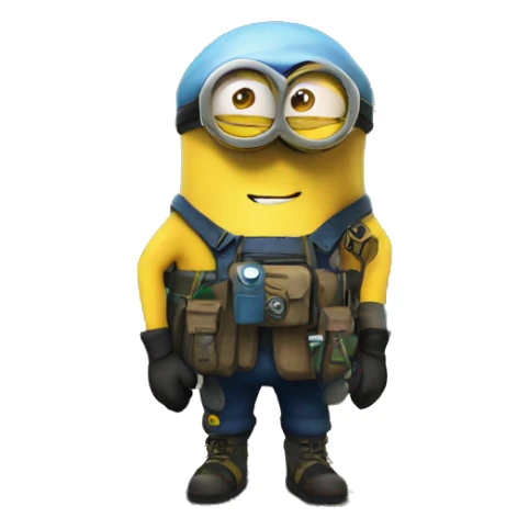 A Minion in survival gear in the forest   sticker