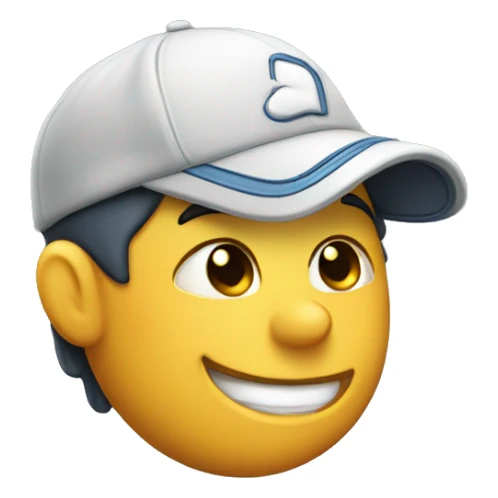 person wearing a ball cap, winking, lipbite, hand on chin sticker