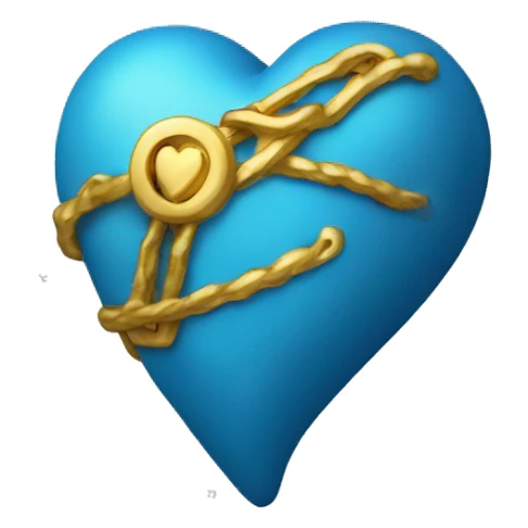 blue heart with gold  sticker